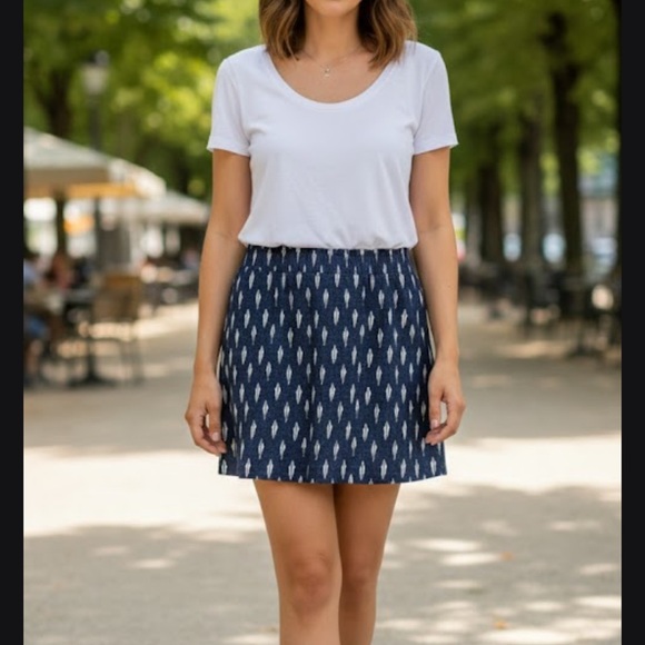 J. Crew Dresses & Skirts - J. Crew Dark Blue and White Mini Skirt